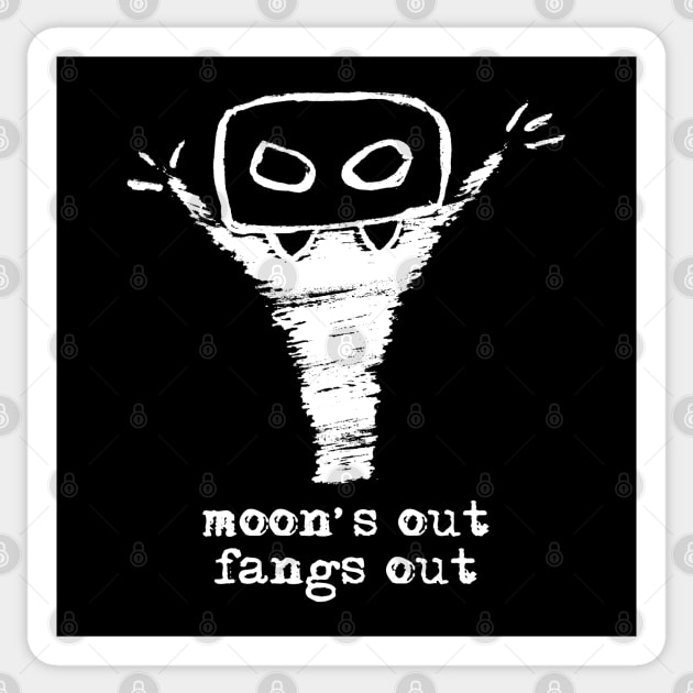 Bloody Mario - the Italian vampire – Moon's out fangs out (white on black) Sticker by Saputello